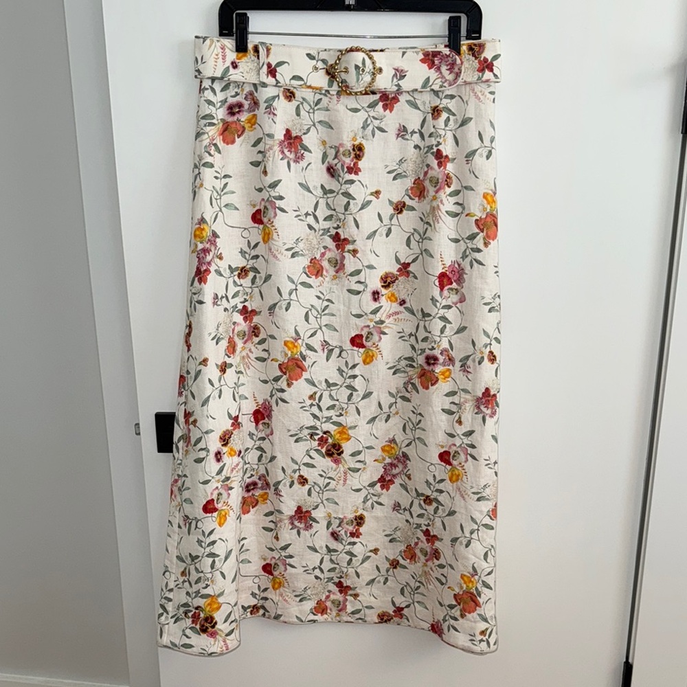 Zimmermann Cream A-Line Midi Skirt Resort Wear